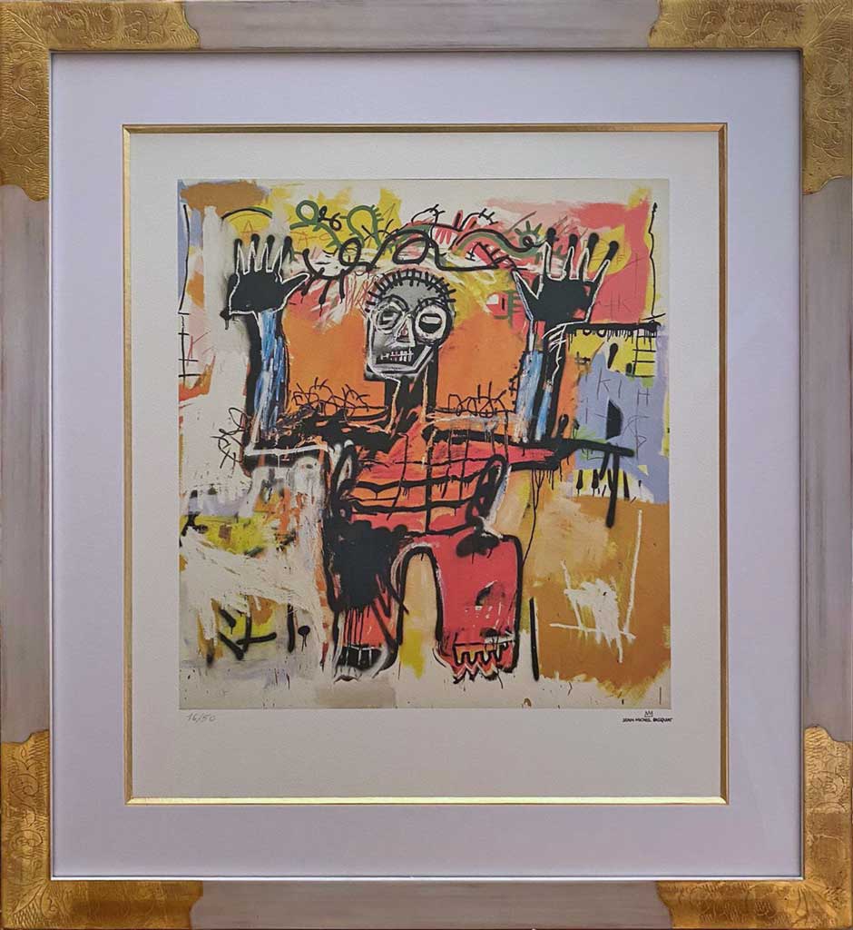 Angles gravés or fin vieux blanc (Basquiat)
