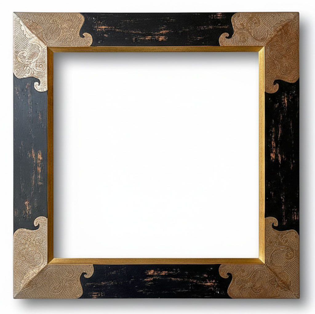 Creta 135 Angle gravé or blanc filet or fin Noir antique