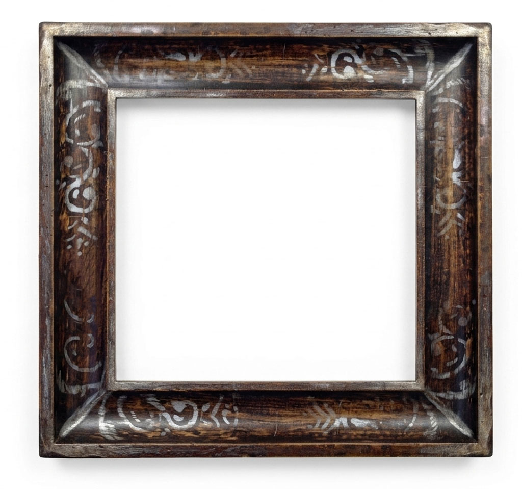 1930 Haute L : 55 mm / H : 45 mm Seicento argent vieux bois